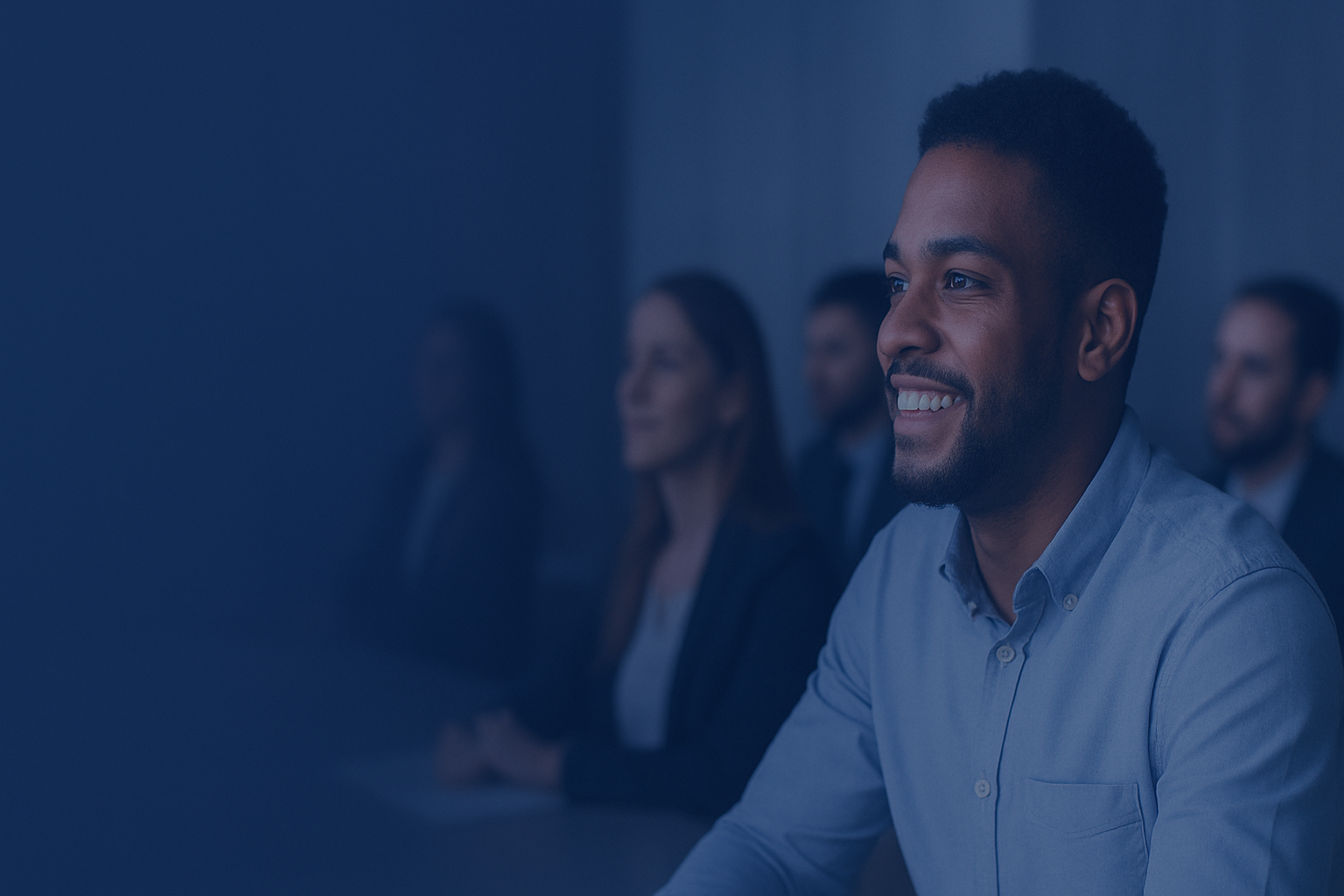 image of excited trainees in class